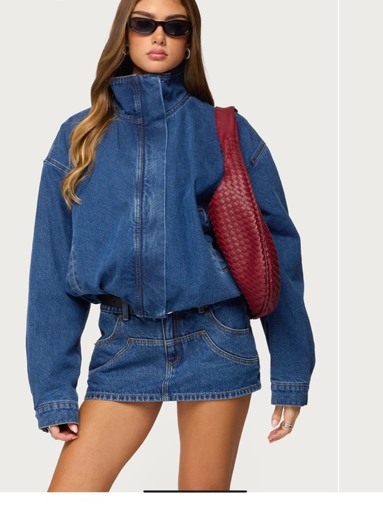Edikted Jackets & Blazers - Edikted Hilary Oversized Denim Bomber Jacket